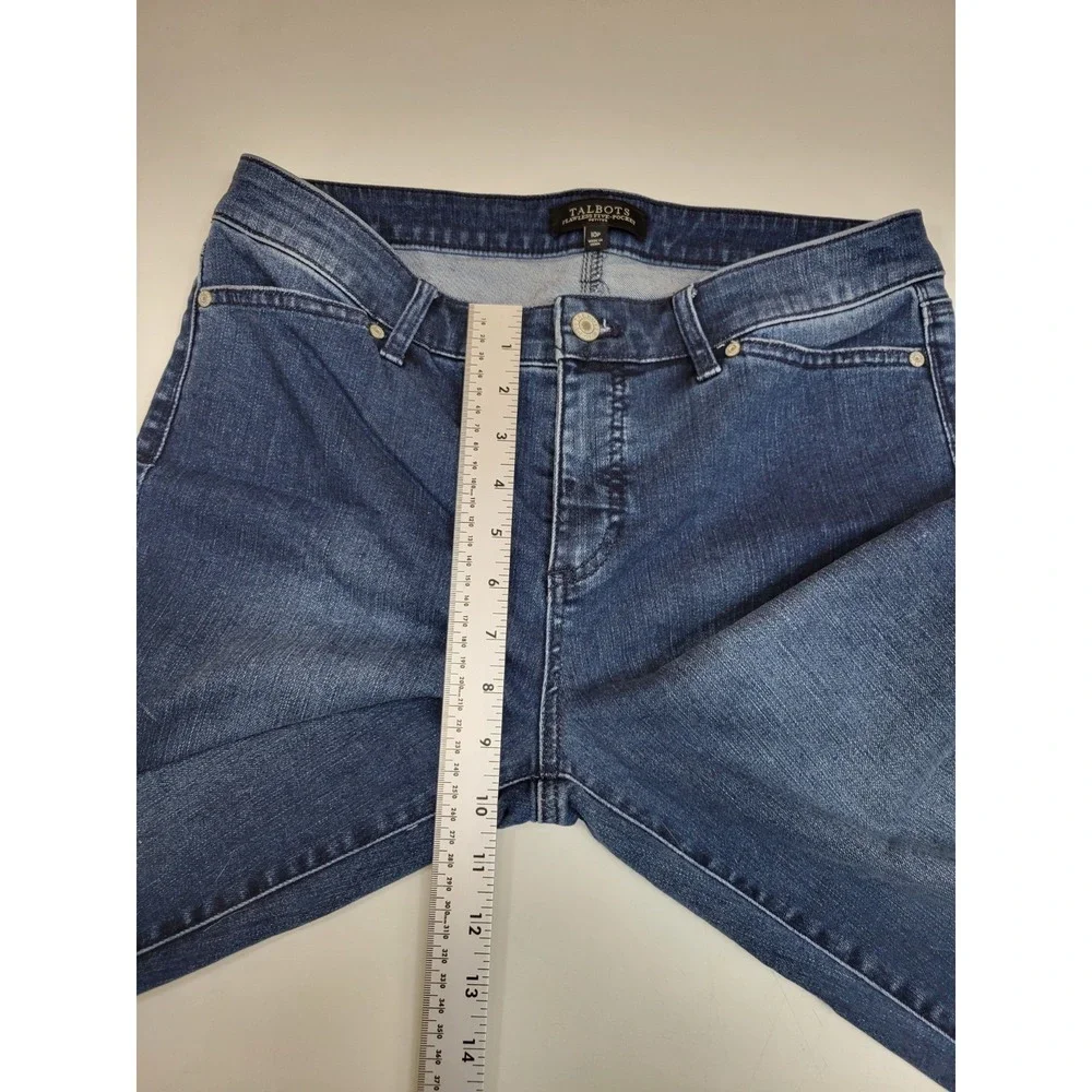 Talbots Flawless Five Pocket Jeans Womens 10P Petite Crop Capri Lace Up Stretch